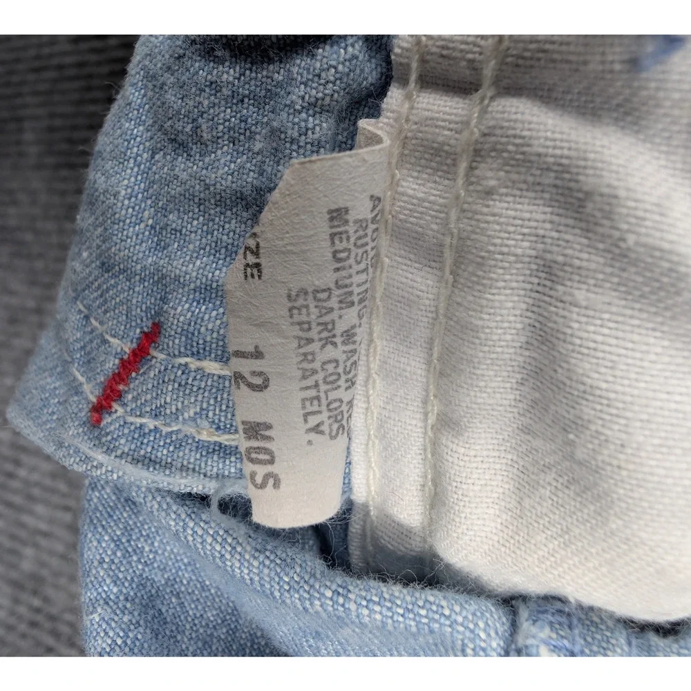 Vintage OshKosh B'Gosh Overalls Baby 12M Railroad Stripes USA Made Vestback Shor